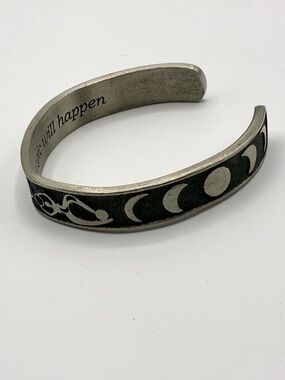 Celtic Moon Goddess Pewter Cuff Bracelet Inspirational Quote Moon Phase Boho